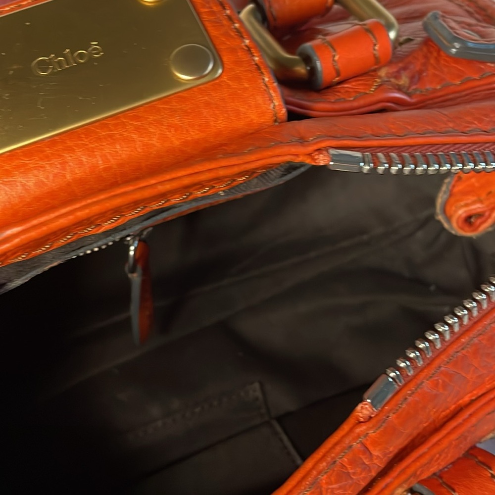 Chloe Orange Leather Satchel - Picture 8 of 12